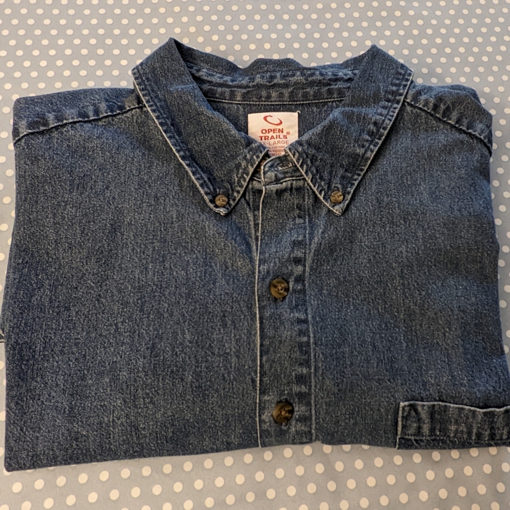 Vintage Long Sleeved Open Trails Men's size 3X Denim shirt
